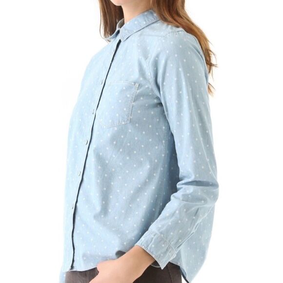 Madewell Chambray Polk Dot Button Down - Picture 3 of 8